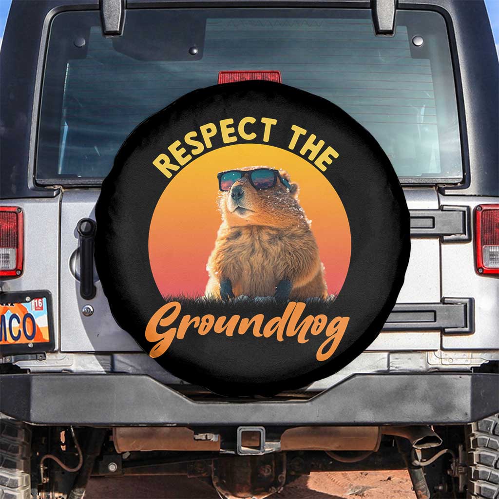 Funny Groundhog Day Spare Tire Cover Respect The Groundhog Woodchuck - Wonder Print Shop