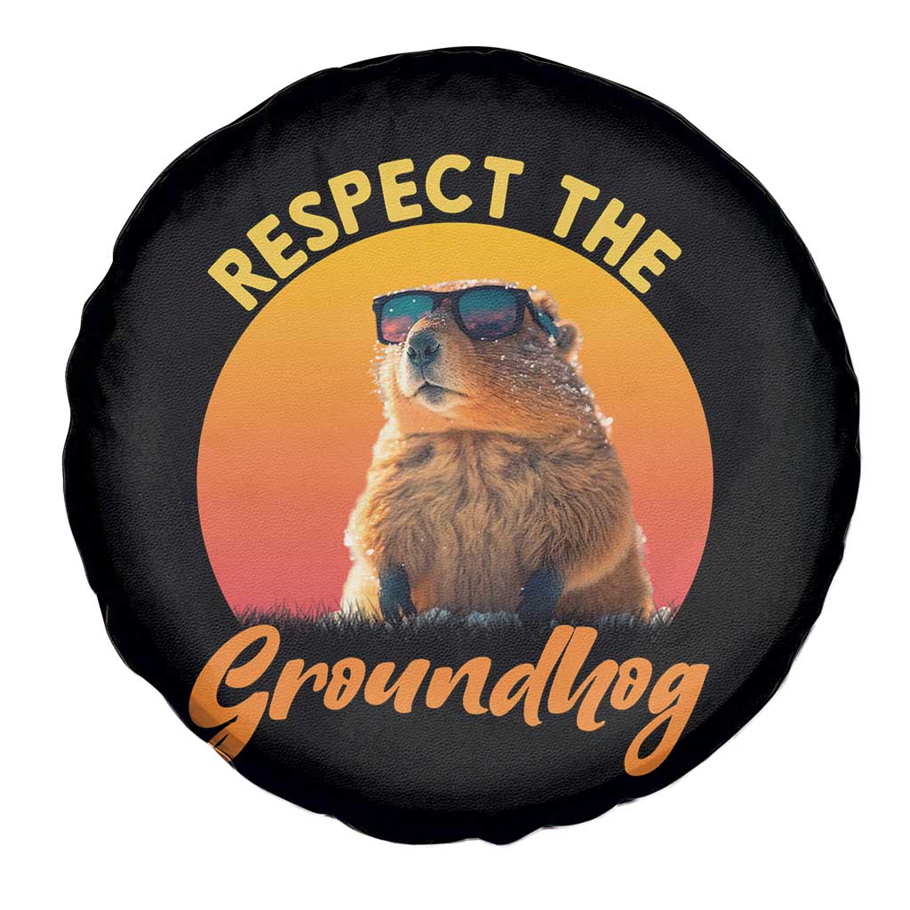 Funny Groundhog Day Spare Tire Cover Respect The Groundhog Woodchuck - Wonder Print Shop