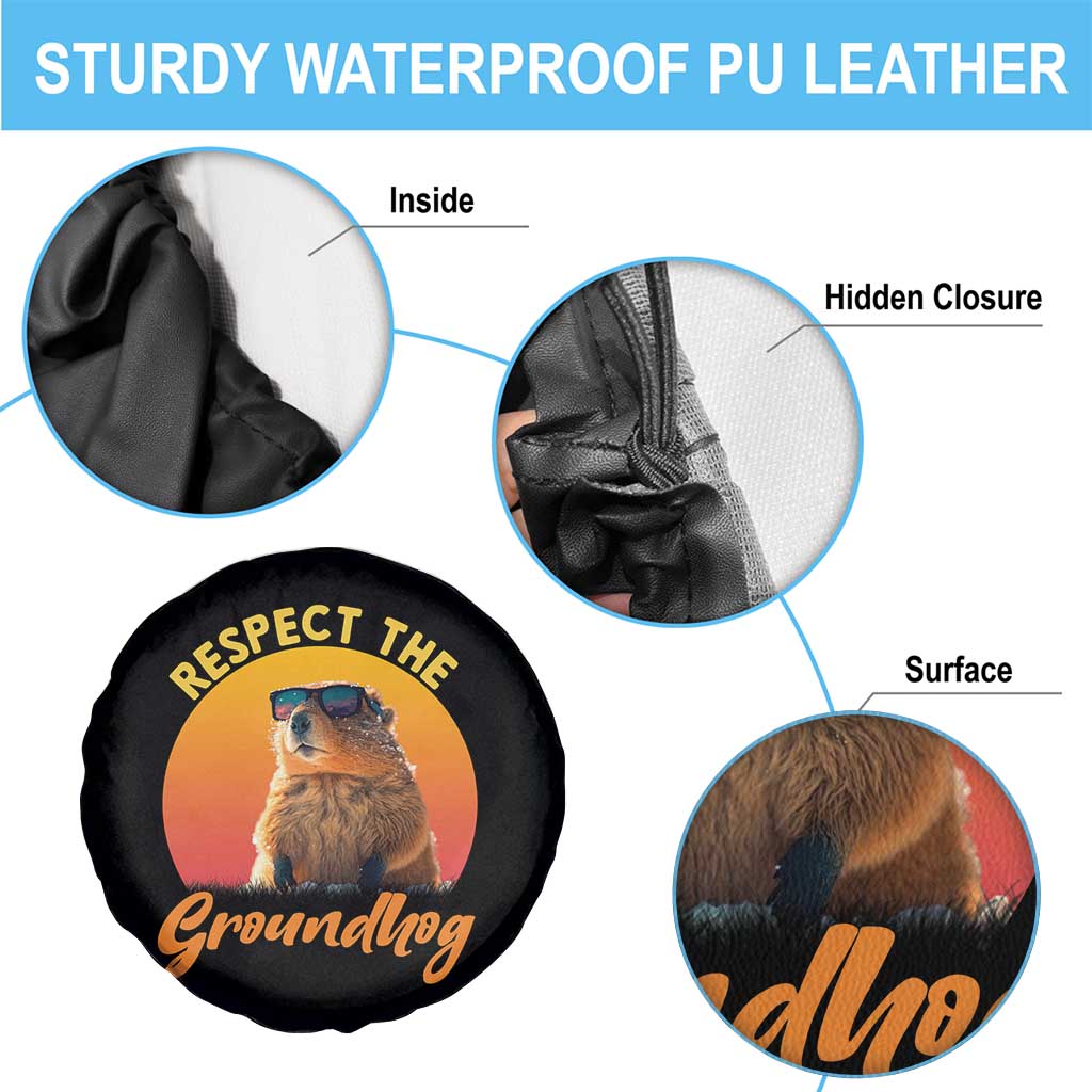 Funny Groundhog Day Spare Tire Cover Respect The Groundhog Woodchuck - Wonder Print Shop