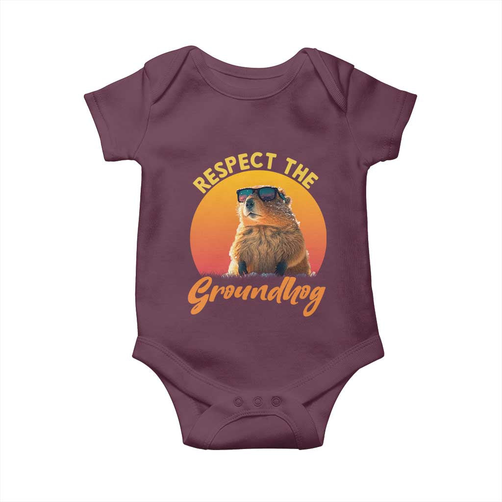 Funny Groundhog Day Baby Onesie Respect The Groundhog Woodchuck - Wonder Print Shop