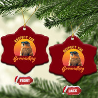 Funny Groundhog Day Ceramic Ornament Respect The Groundhog Woodchuck - Wonder Print Shop