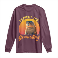 Funny Groundhog Day Long Sleeve Shirt Respect The Groundhog Woodchuck - Wonder Print Shop