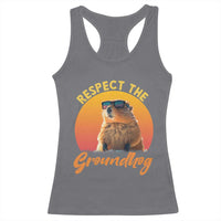 Funny Groundhog Day Racerback Tank Top Respect The Groundhog Woodchuck - Wonder Print Shop