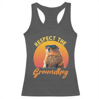Funny Groundhog Day Racerback Tank Top Respect The Groundhog Woodchuck - Wonder Print Shop
