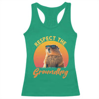 Funny Groundhog Day Racerback Tank Top Respect The Groundhog Woodchuck - Wonder Print Shop