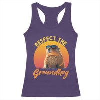 Funny Groundhog Day Racerback Tank Top Respect The Groundhog Woodchuck - Wonder Print Shop