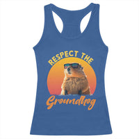 Funny Groundhog Day Racerback Tank Top Respect The Groundhog Woodchuck - Wonder Print Shop