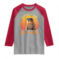Funny Groundhog Day Raglan Shirt Respect The Groundhog Woodchuck - Wonder Print Shop