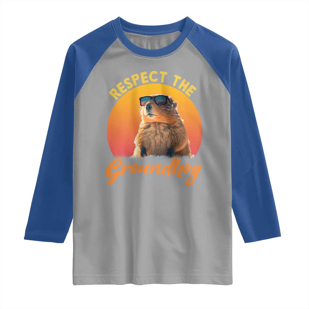 Funny Groundhog Day Raglan Shirt Respect The Groundhog Woodchuck - Wonder Print Shop
