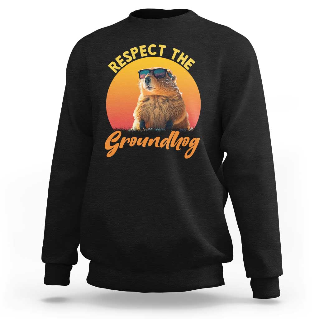 Funny Groundhog Day Sweatshirt Respect The Groundhog Woodchuck - Wonder Print Shop