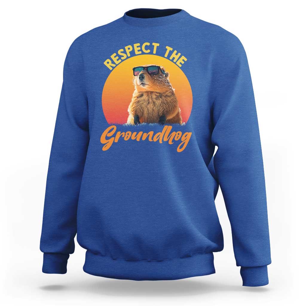 Funny Groundhog Day Sweatshirt Respect The Groundhog Woodchuck - Wonder Print Shop