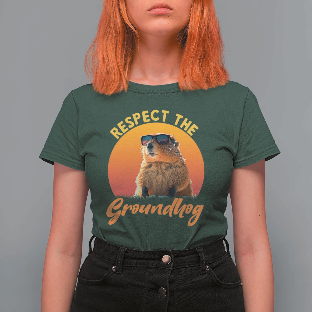 Funny Groundhog Day T Shirt For Women Respect The Groundhog Woodchuck - Wonder Print Shop