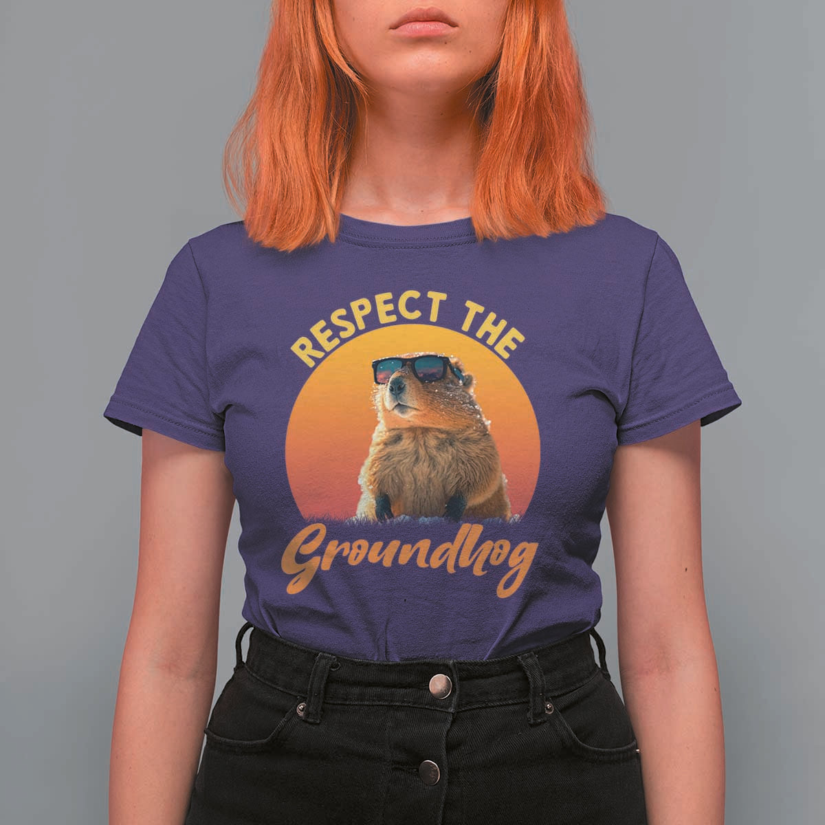 Funny Groundhog Day T Shirt For Women Respect The Groundhog Woodchuck - Wonder Print Shop