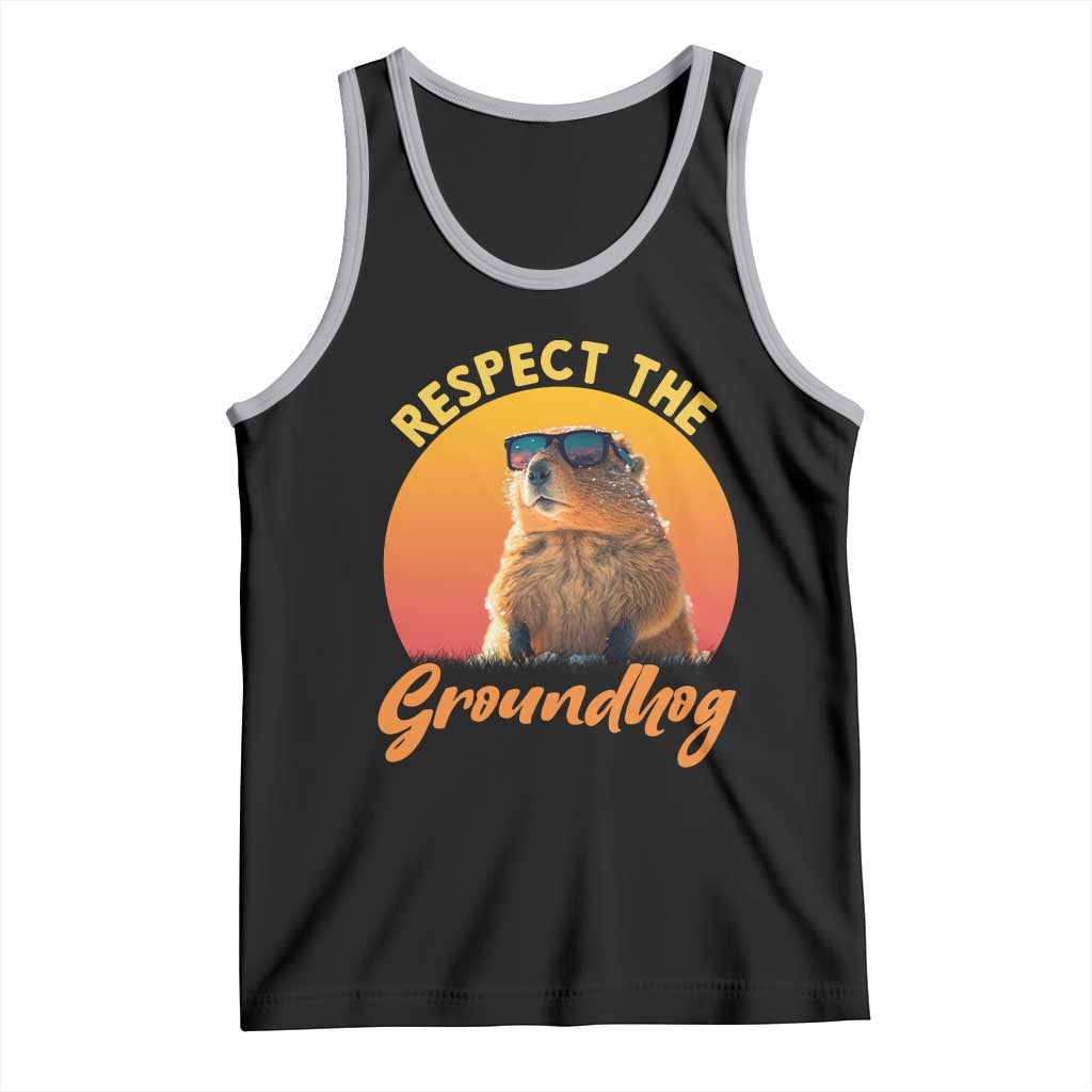 Funny Groundhog Day Tank Top Respect The Groundhog Woodchuck - Wonder Print Shop