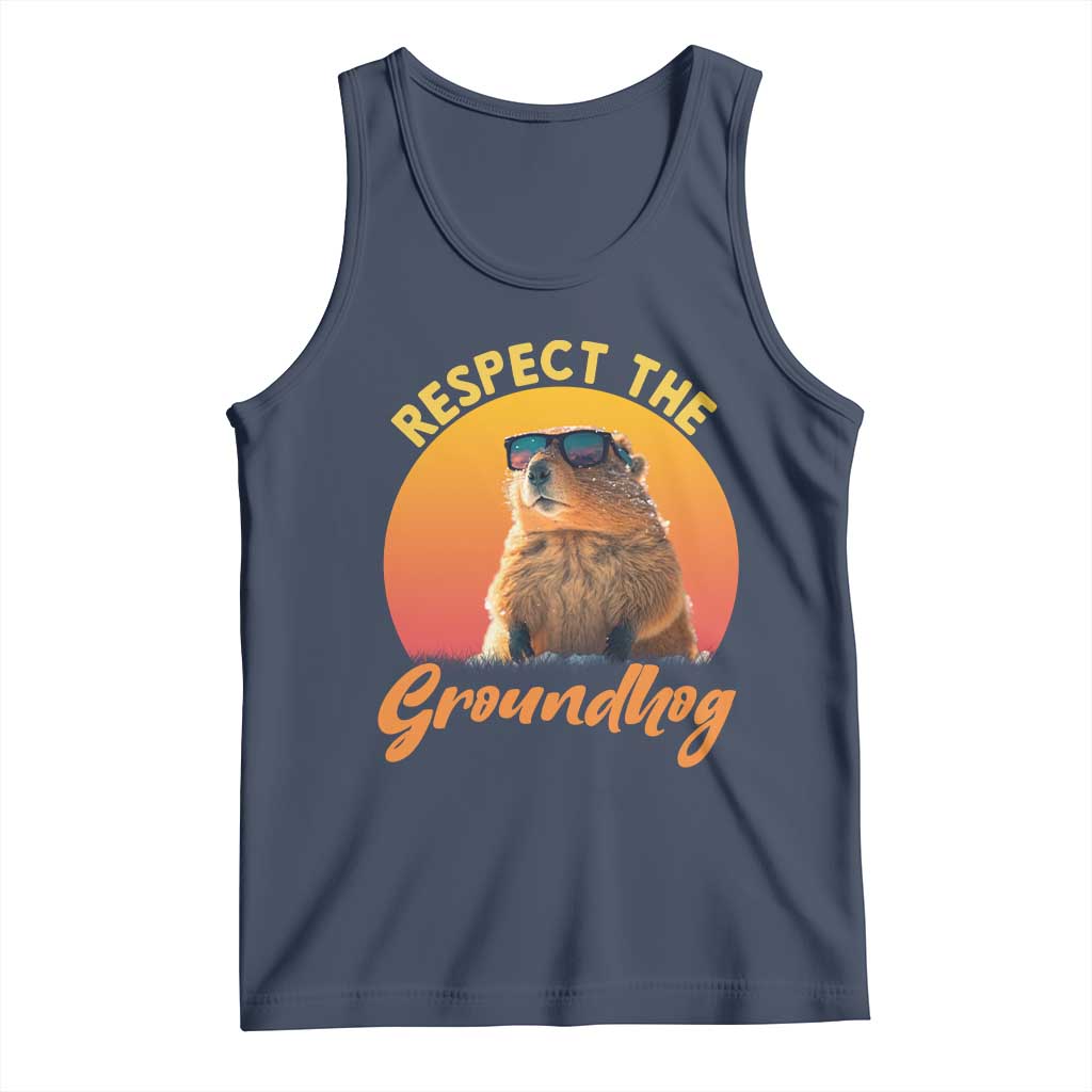 Funny Groundhog Day Tank Top Respect The Groundhog Woodchuck - Wonder Print Shop