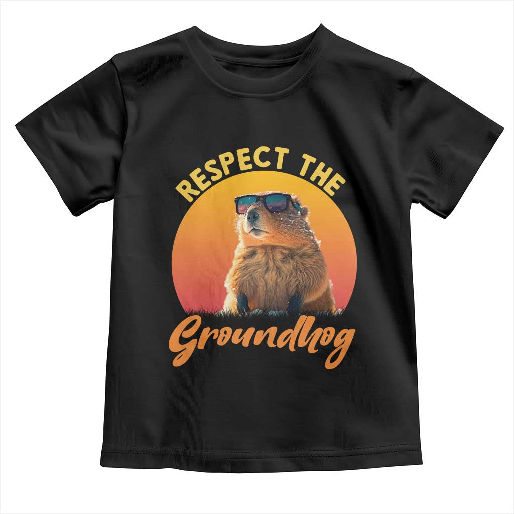 Funny Groundhog Day Toddler T Shirt Respect The Groundhog Woodchuck - Wonder Print Shop