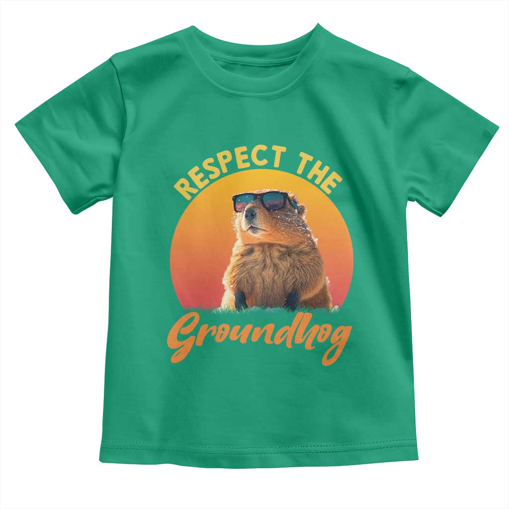 Funny Groundhog Day Toddler T Shirt Respect The Groundhog Woodchuck - Wonder Print Shop