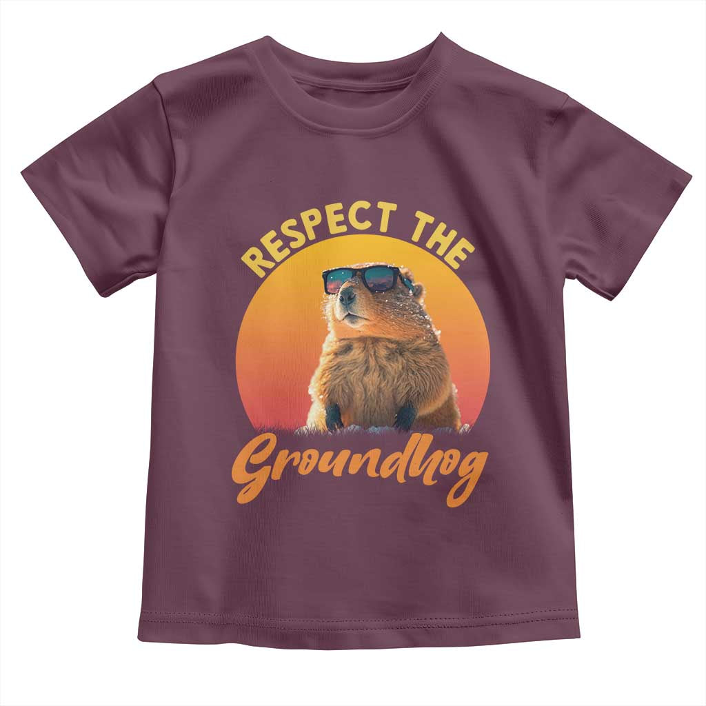 Funny Groundhog Day Toddler T Shirt Respect The Groundhog Woodchuck - Wonder Print Shop