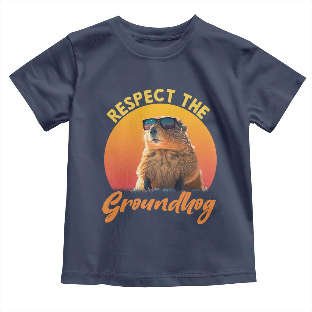 Funny Groundhog Day Toddler T Shirt Respect The Groundhog Woodchuck - Wonder Print Shop