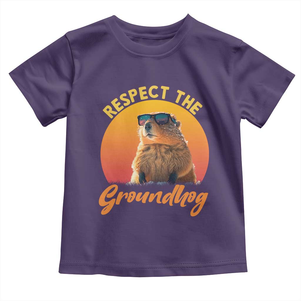 Funny Groundhog Day Toddler T Shirt Respect The Groundhog Woodchuck - Wonder Print Shop