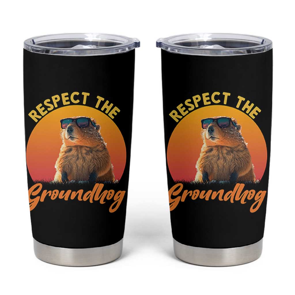 Funny Groundhog Day Tumbler Cup Respect The Groundhog Woodchuck - Wonder Print Shop