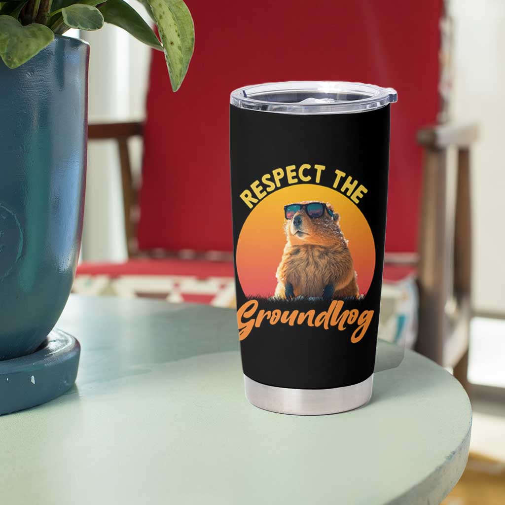 Funny Groundhog Day Tumbler Cup Respect The Groundhog Woodchuck - Wonder Print Shop