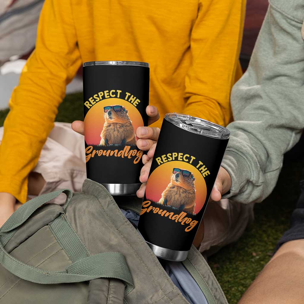 Funny Groundhog Day Tumbler Cup Respect The Groundhog Woodchuck - Wonder Print Shop