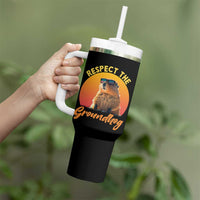 Funny Groundhog Day Tumbler With Handle Respect The Groundhog Woodchuck - Wonder Print Shop