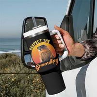 Funny Groundhog Day Tumbler With Handle Respect The Groundhog Woodchuck - Wonder Print Shop