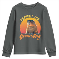 Funny Groundhog Day Youth Sweatshirt Respect The Groundhog Woodchuck - Wonder Print Shop