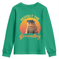 Funny Groundhog Day Youth Sweatshirt Respect The Groundhog Woodchuck - Wonder Print Shop
