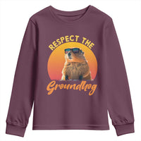 Funny Groundhog Day Youth Sweatshirt Respect The Groundhog Woodchuck - Wonder Print Shop