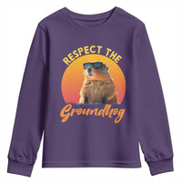 Funny Groundhog Day Youth Sweatshirt Respect The Groundhog Woodchuck - Wonder Print Shop