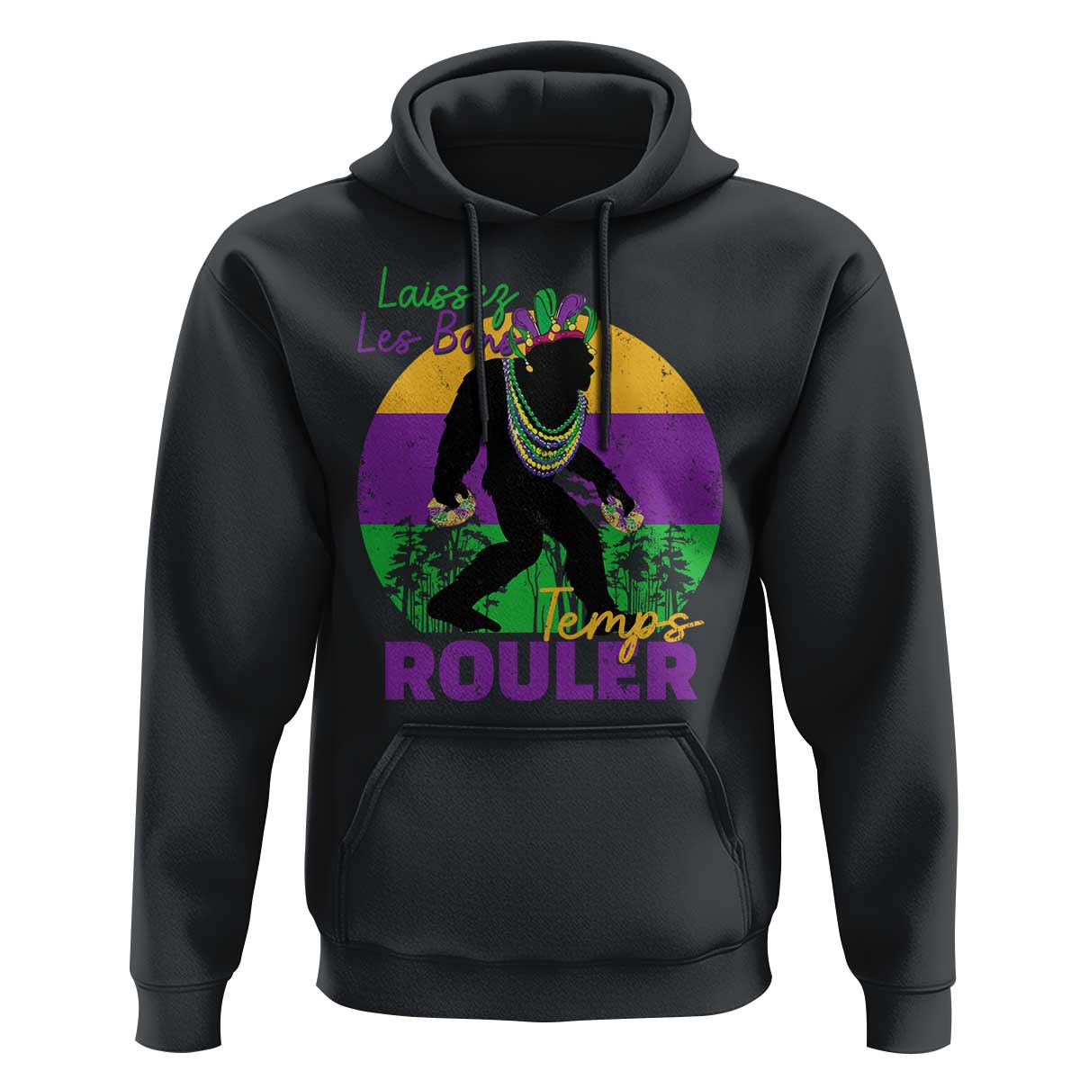 Funny Bigfoot Mardi Gras Hoodie Laissez Les Bons Temps Rouler Bald Cypress