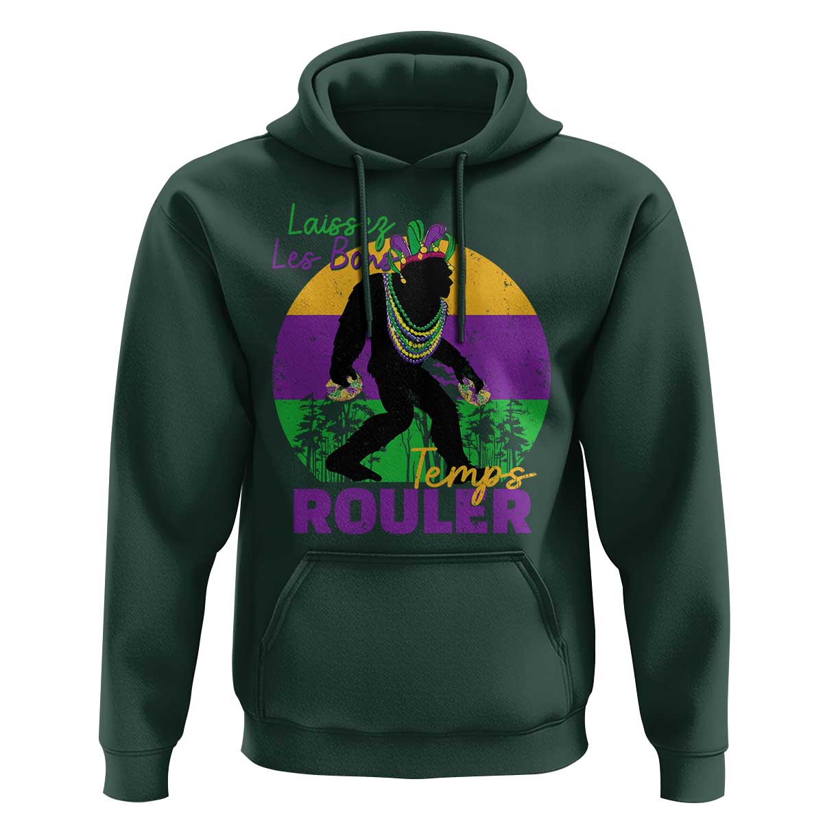 Funny Bigfoot Mardi Gras Hoodie Laissez Les Bons Temps Rouler Bald Cypress