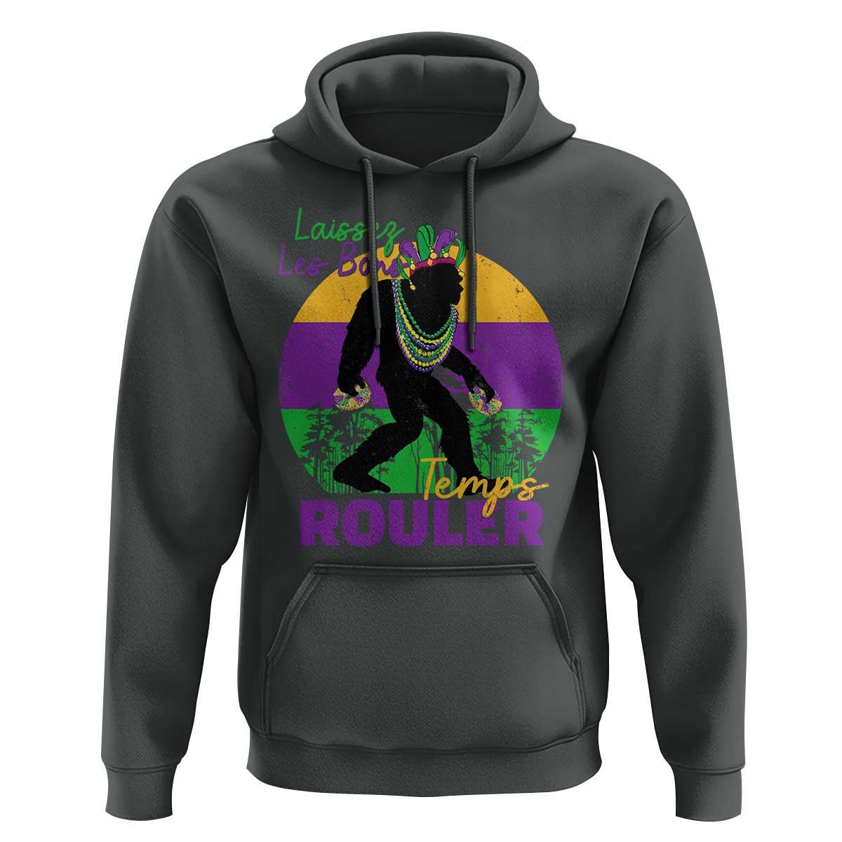 Funny Bigfoot Mardi Gras Hoodie Laissez Les Bons Temps Rouler Bald Cypress