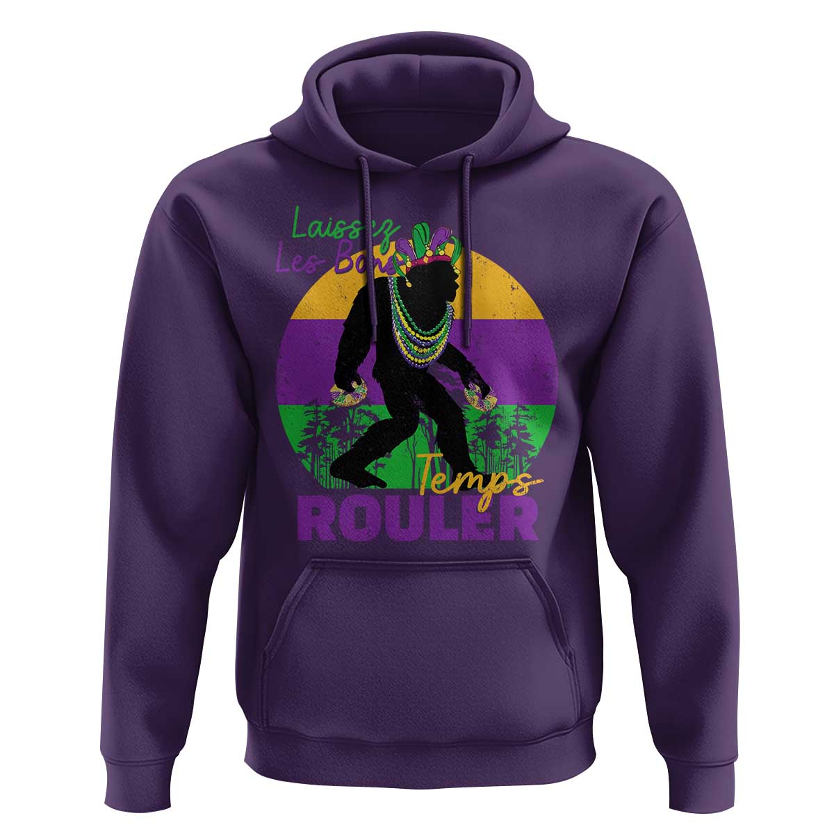 Funny Bigfoot Mardi Gras Hoodie Laissez Les Bons Temps Rouler Bald Cypress