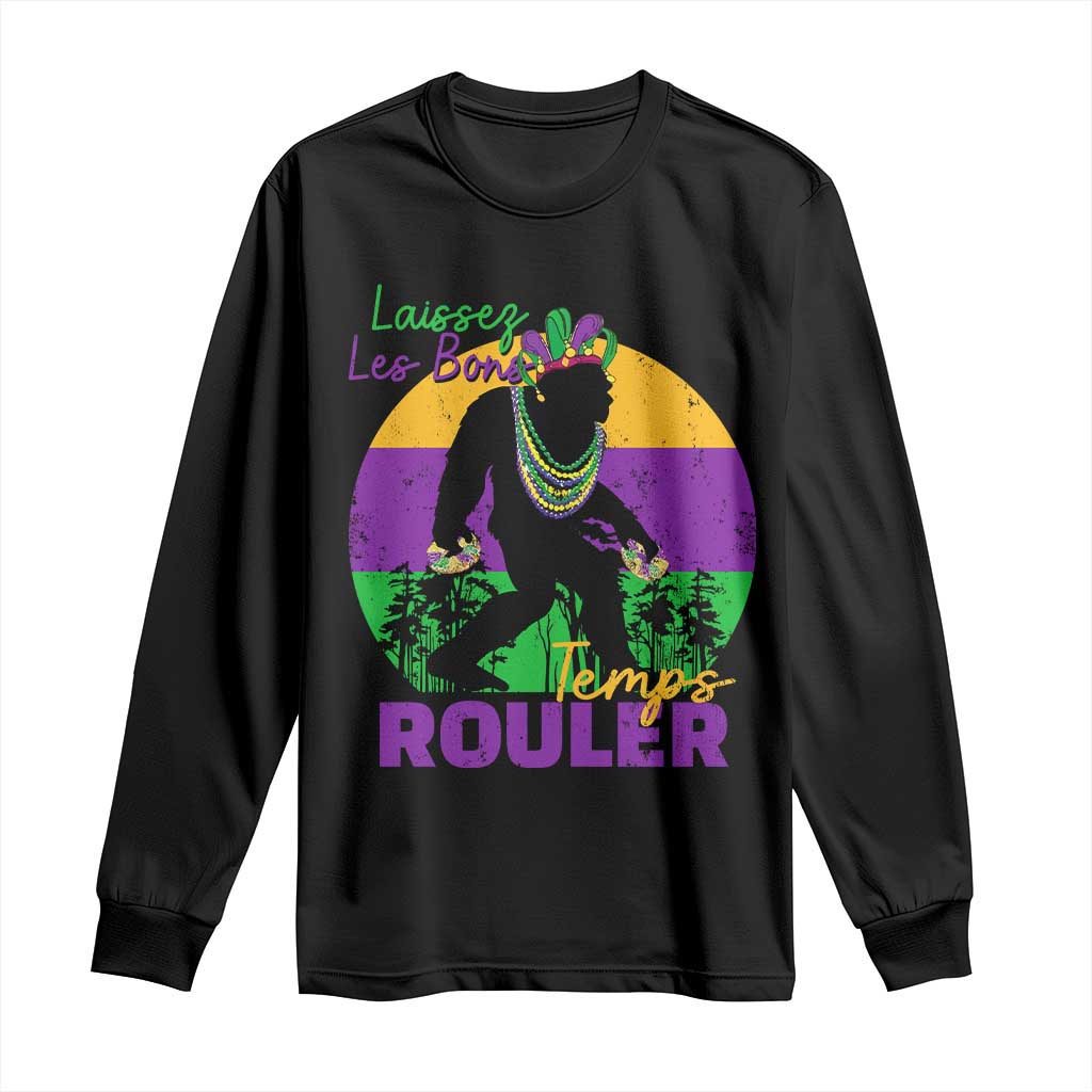 Funny Bigfoot Mardi Gras Long Sleeve Shirt Laissez Les Bons Temps Rouler Bald Cypress