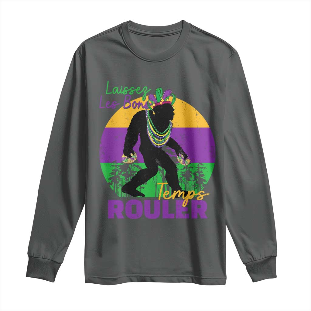 Funny Bigfoot Mardi Gras Long Sleeve Shirt Laissez Les Bons Temps Rouler Bald Cypress