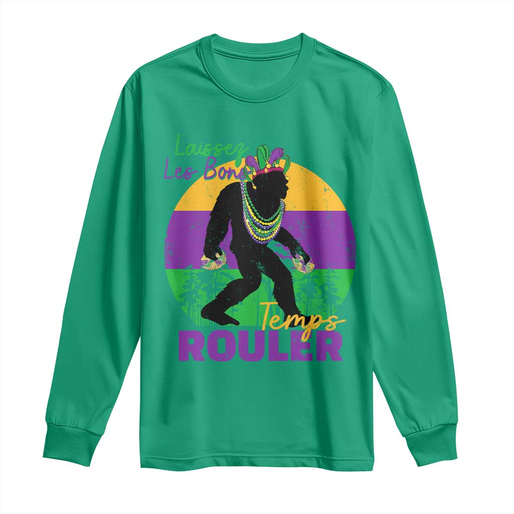 Funny Bigfoot Mardi Gras Long Sleeve Shirt Laissez Les Bons Temps Rouler Bald Cypress