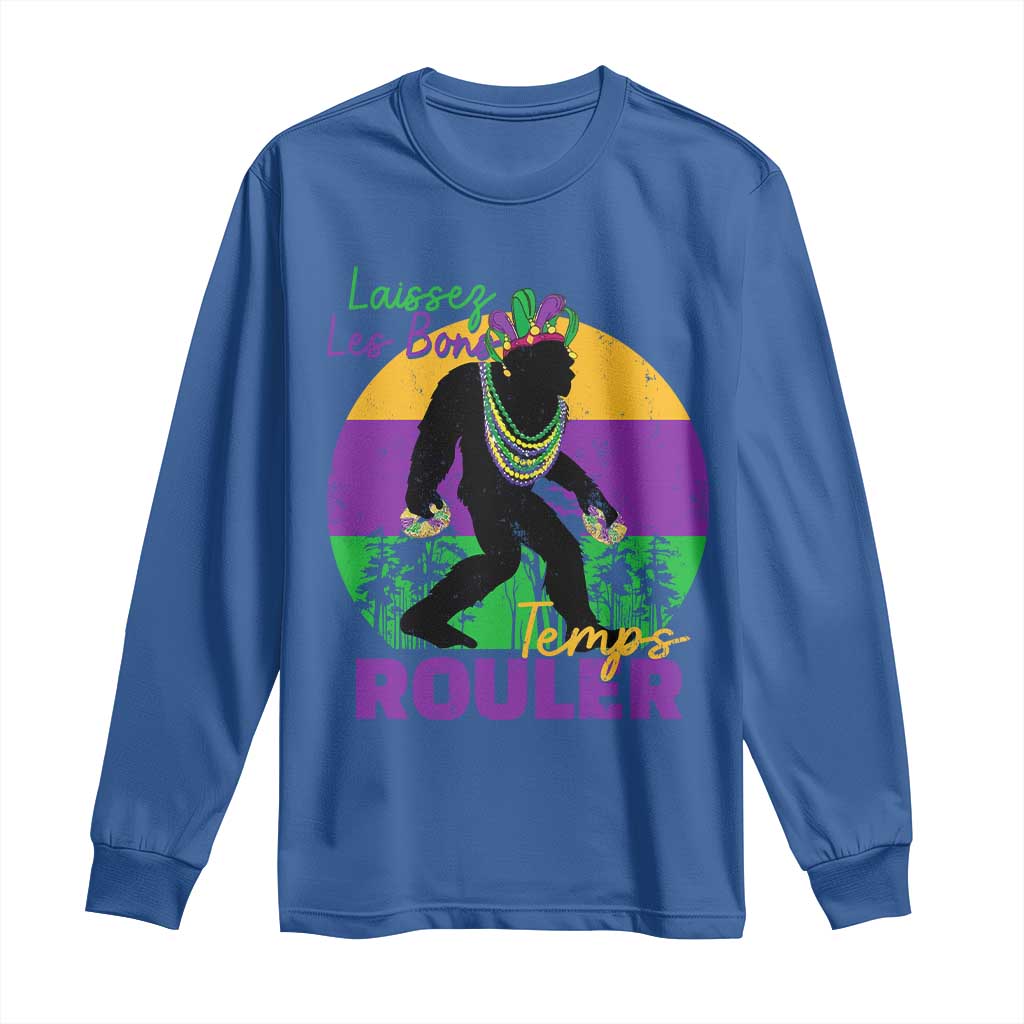 Funny Bigfoot Mardi Gras Long Sleeve Shirt Laissez Les Bons Temps Rouler Bald Cypress