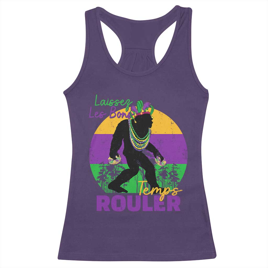 Funny Bigfoot Mardi Gras Racerback Tank Top Laissez Les Bons Temps Rouler Bald Cypress
