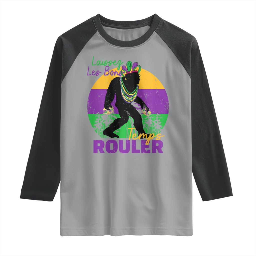 Funny Bigfoot Mardi Gras Raglan Shirt Laissez Les Bons Temps Rouler Bald Cypress