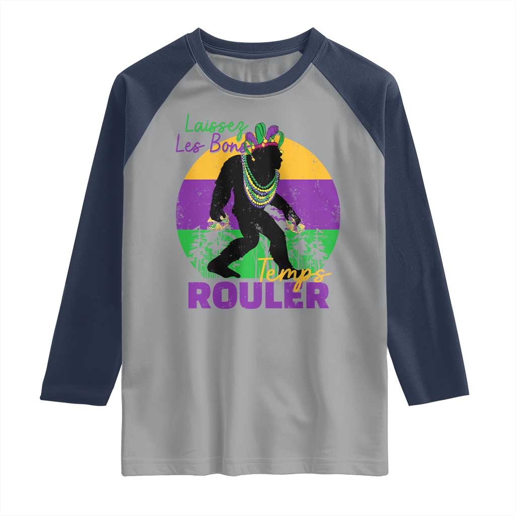 Funny Bigfoot Mardi Gras Raglan Shirt Laissez Les Bons Temps Rouler Bald Cypress