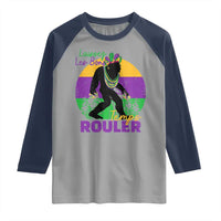 Funny Bigfoot Mardi Gras Raglan Shirt Laissez Les Bons Temps Rouler Bald Cypress