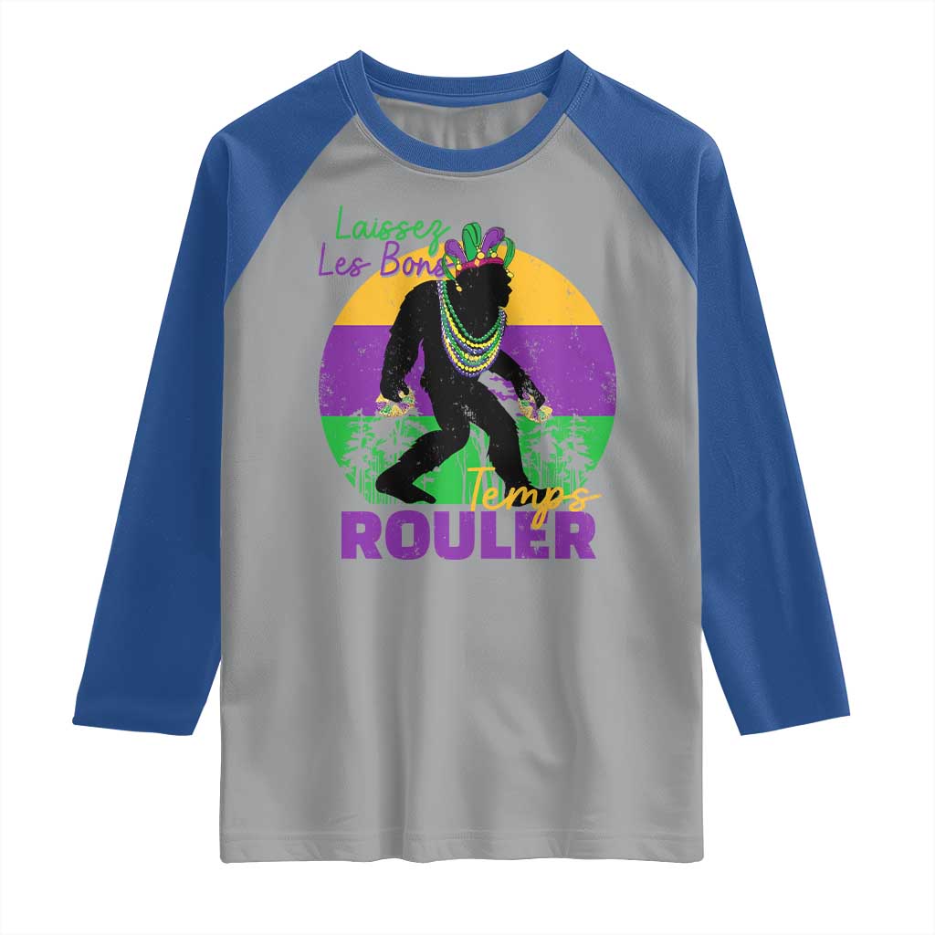Funny Bigfoot Mardi Gras Raglan Shirt Laissez Les Bons Temps Rouler Bald Cypress