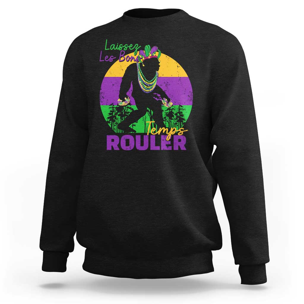Funny Bigfoot Mardi Gras Sweatshirt Laissez Les Bons Temps Rouler Bald Cypress