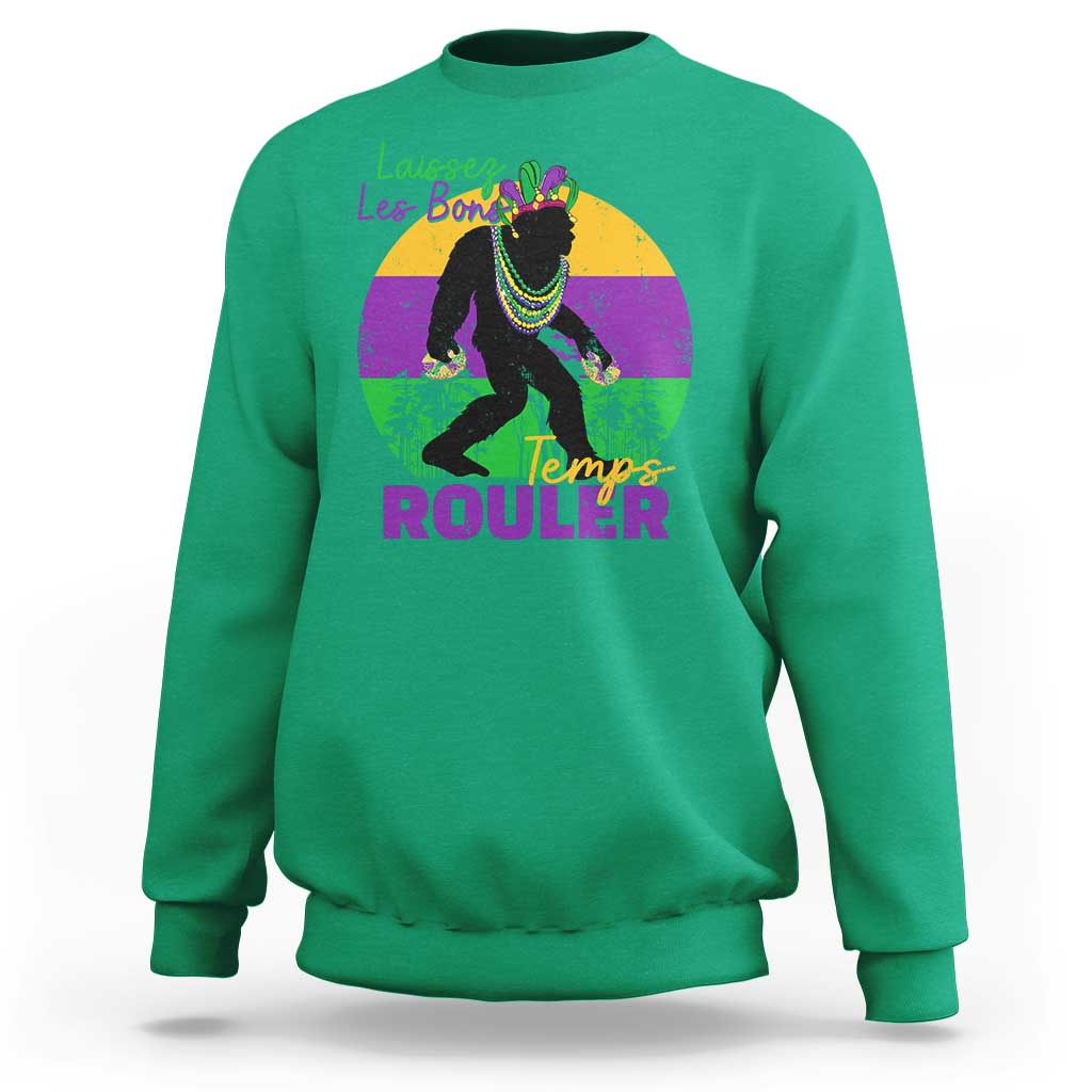 Funny Bigfoot Mardi Gras Sweatshirt Laissez Les Bons Temps Rouler Bald Cypress