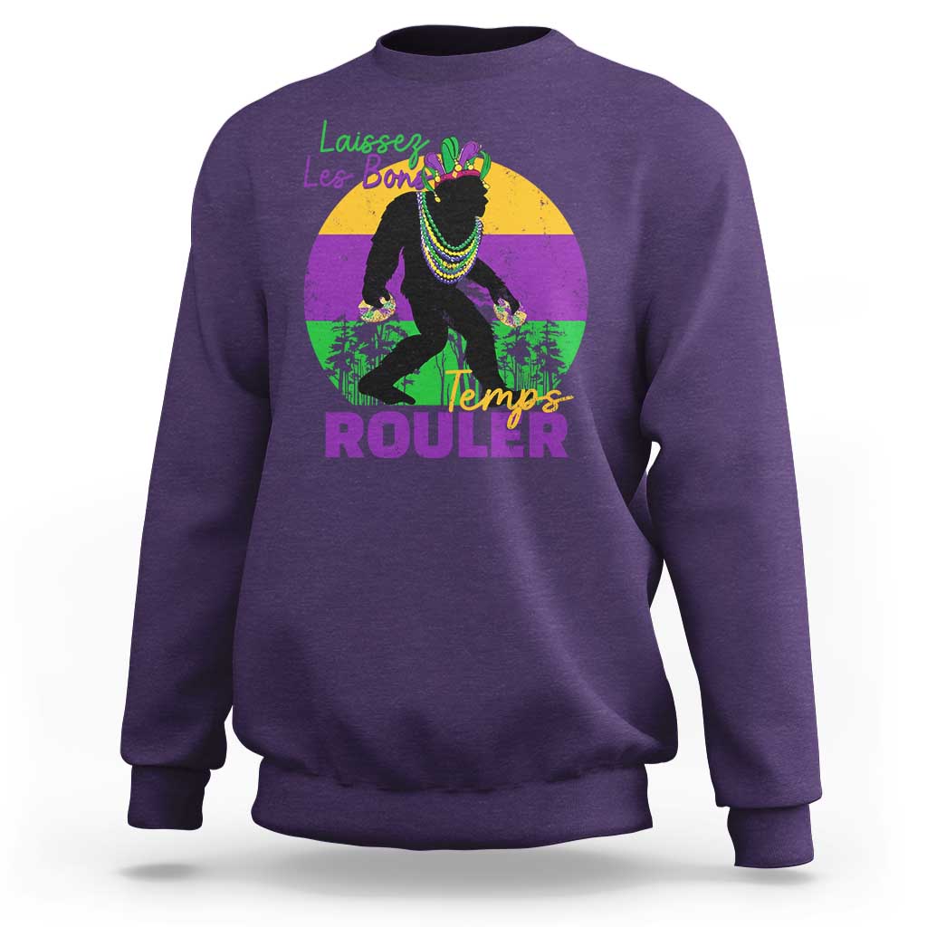 Funny Bigfoot Mardi Gras Sweatshirt Laissez Les Bons Temps Rouler Bald Cypress