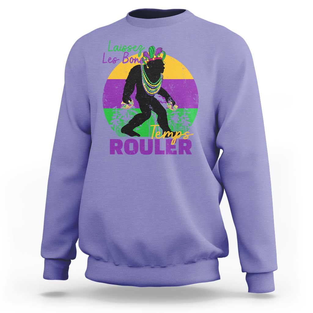 Funny Bigfoot Mardi Gras Sweatshirt Laissez Les Bons Temps Rouler Bald Cypress